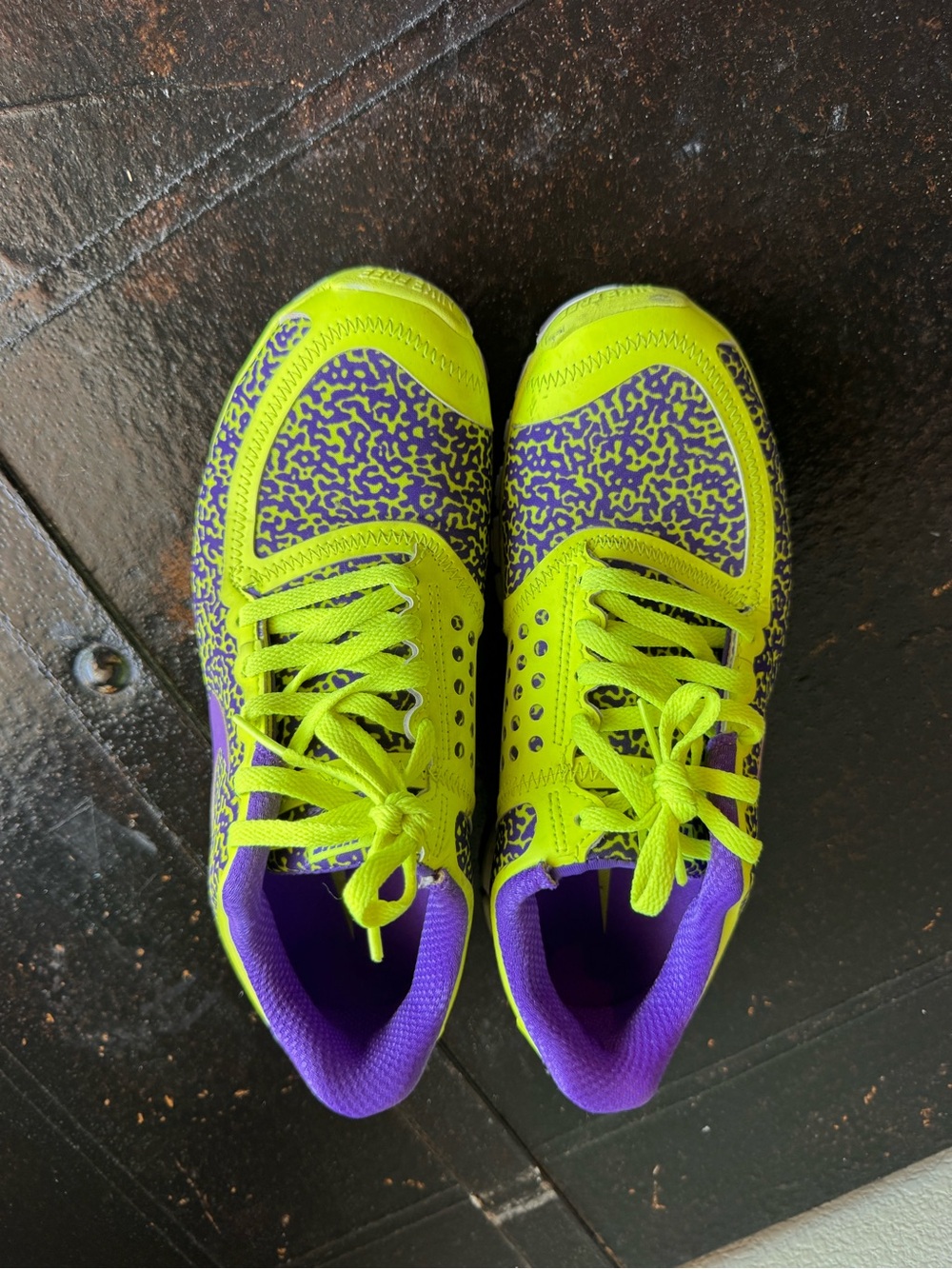 Nike Kids Neon Green and Purple Low-Top Sneakers